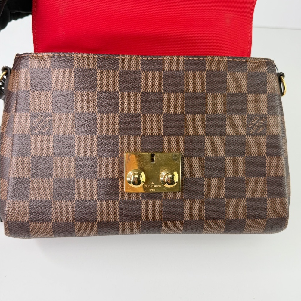 Authentic Louis Vuitton Damier Ebene Checker Brown Croisette Crossbody Bag & COA - Picture 10 of 15